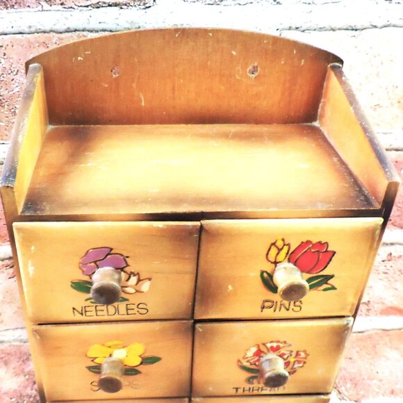 Vintage Hanging Sewing Cabinet 6 Drawer Shelf Home Decor Storage Crafts Japan - Picture 3 of 9